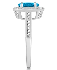 Macy's Blue Topaz (1-3/5 ct. t.w.) and Diamond (1/5 Halo Ring Sterling Silver