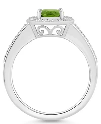 Macy's Peridot (1-1/3 ct. t.w.) and Diamond (1/5 Halo Ring Sterling Silver