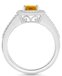 Macy's Citrine (1-1/5 ct. t.w.) and Diamond (1/5 Halo Ring Sterling Silver