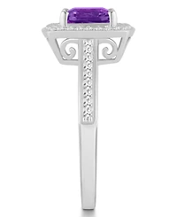 Macy's Amethyst (1-1/2 ct. t.w.) and Diamond (1/4 Halo Ring Sterling Silver