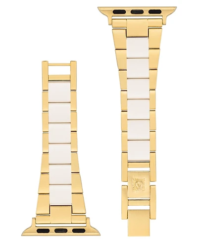 Anne Klein Women's Gold-Tone and White Tide Plastic Bracelet designed for Apple Watch 42mm (Series 1-3 only) & 44/45/46/49mm (Ultra & Ultra 2)
