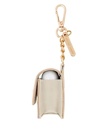 Anne Klein Women's Blush Pink and Beige Faux Leather Case with Spring Clip designed for AirPods