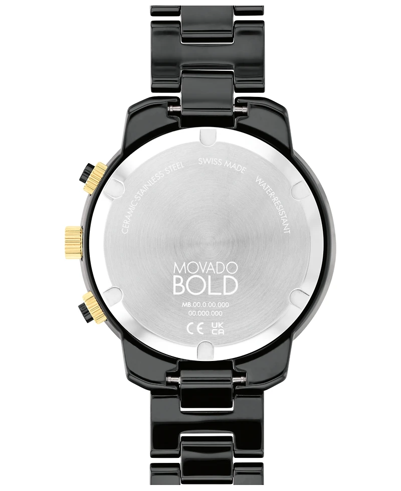 Movado Women's Bold Verso Swiss Quartz Black Ceramic Bracelet Watch 39mm
