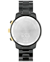 Movado Women's Bold Verso Swiss Quartz Black Ceramic Bracelet Watch 39mm