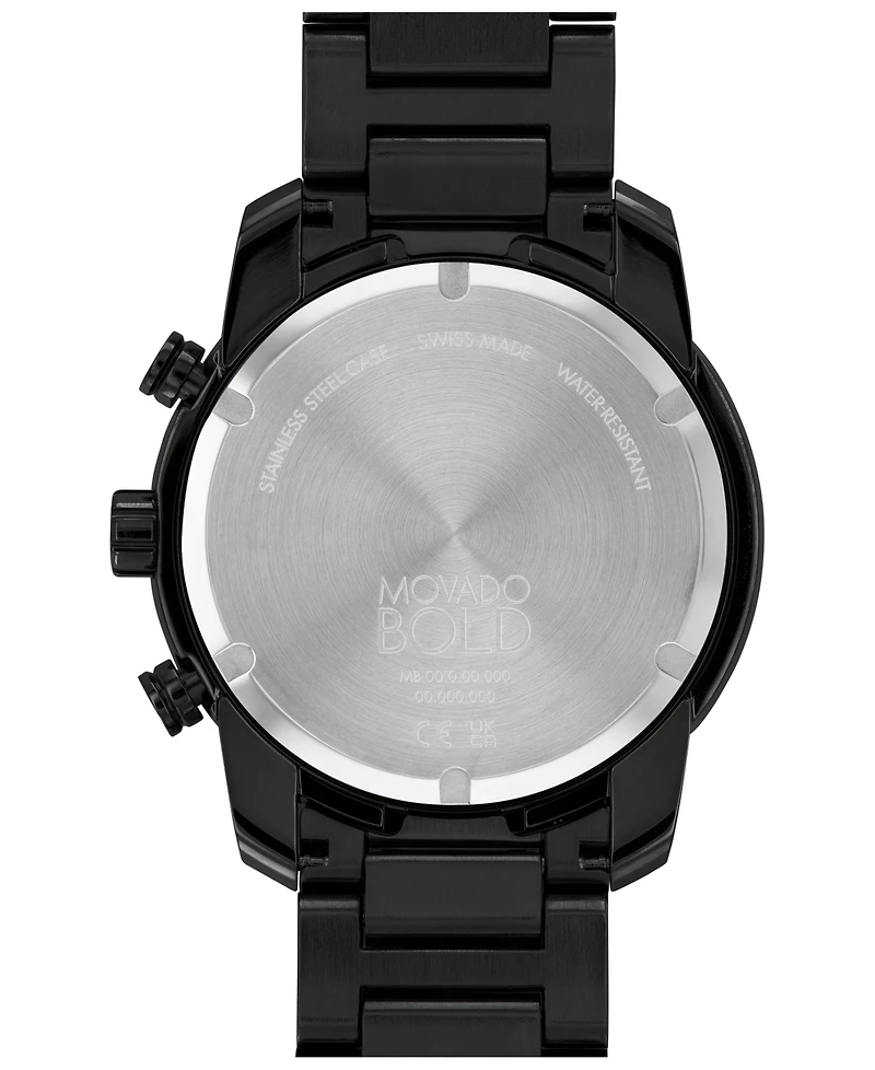 Movado Men's Bold Verso Swiss Quartz Chronograph Ionic Plated Black Steel Bracelet Watch 44mm