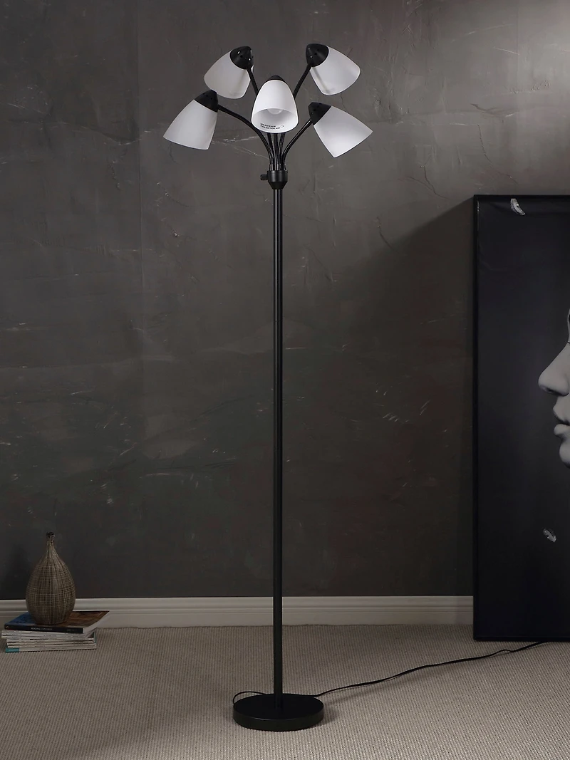 Medusa 74" Led 5-Light Floor Lamp with Interchangeable Shades