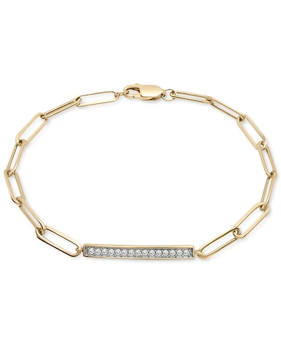 Diamond Bar Paperclip Link Bracelet (1/6 ct. t.w.) in 14k Gold-Plated Sterling Silver, Created for Macy's