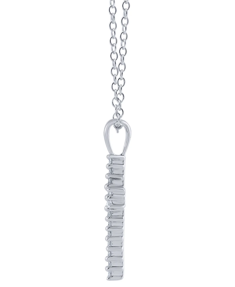 Diamond Double Row Cross 18" Pendant Necklace (1/4 ct. t.w.) in 14k White Gold