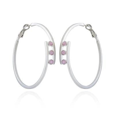 Vince Camuto Silver-Tone and Crystal 3 Stone Hoop Earring