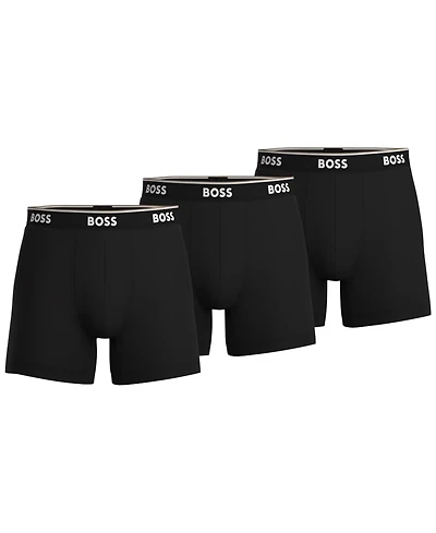 Boss by Hugo Men's 3-Pk. Power Stretch Assorted Color Solid Boxer Briefs