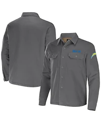Men's Nfl x Darius Rucker Collection by Fanatics Gray Los Angeles Chargers Canvas Button-Up Shirt Jacket
