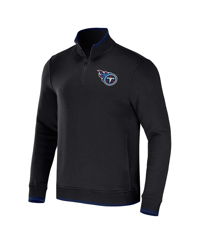 Men's Nfl x Darius Rucker Collection by Fanatics Black Tennessee Titans Logo Quarter-Zip Top