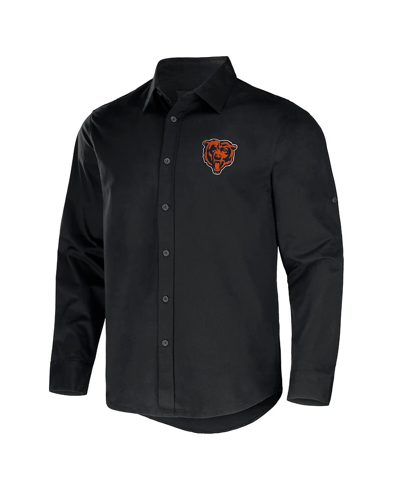 Men's Nfl x Darius Rucker Collection by Fanatics Black Chicago Bears Convertible Twill Long Sleeve Button-Up Shirt