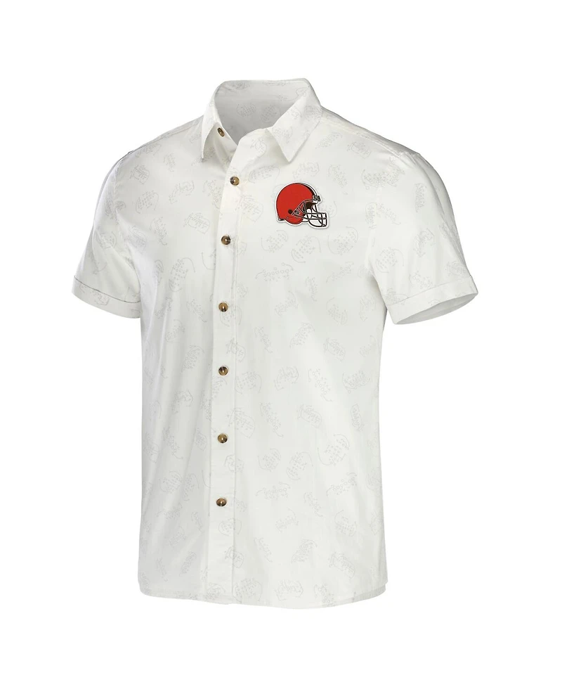 Men's Nfl x Darius Rucker Collection by Fanatics White Cleveland Browns Woven Button-Up T-shirt