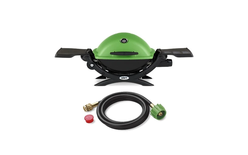 Weber Q 1200 Gas Grill (Green) And Adapter Hose