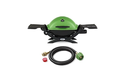 Weber Q 1200 Gas Grill (Green) And Adapter Hose