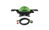 Weber Q 1200 Gas Grill (Green) And Adapter Hose