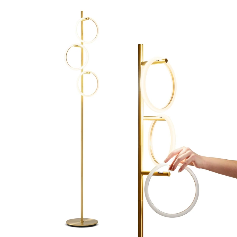 Saturn 66" Led Tree Floor Lamp with 3 Removeable Light Rings