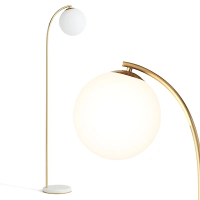 Luna Drop 75" Led Contemporary Floor Lamp with Marble Base Frosted Glass Globe