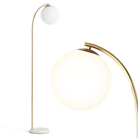 Luna Drop 75" Led Contemporary Floor Lamp with Marble Base Frosted Glass Globe