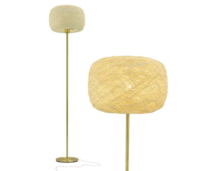 Rowan 60" Led Standing Floor Lamp with Threaded Twine Shade