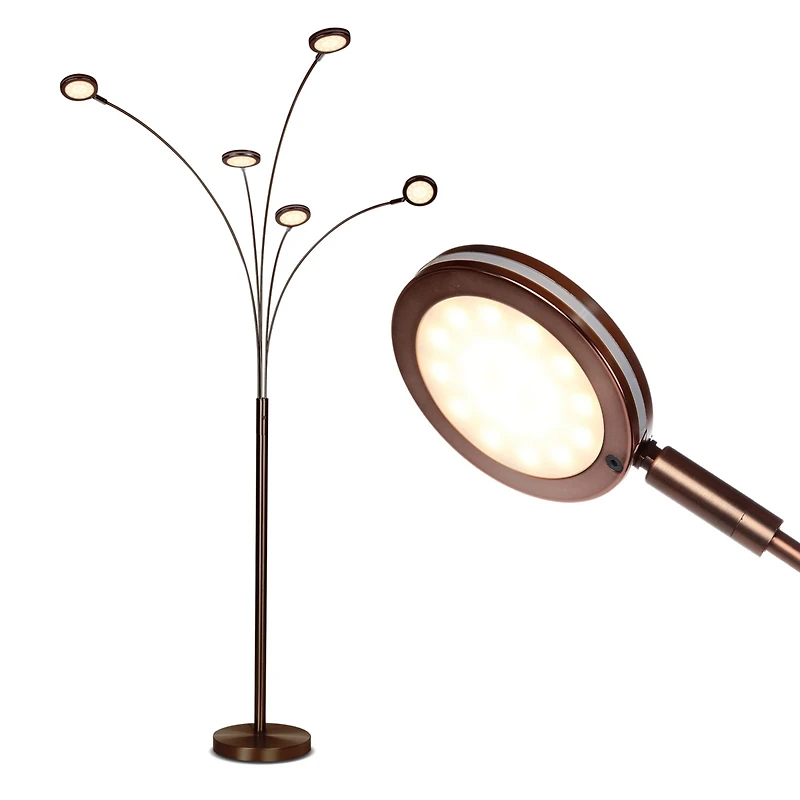 Orion 74" Led Tree Arc Floor Lamp with 5 Adjustable Arms