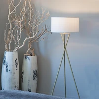 Jaxon 60" Led Contempoary Tripod Floor Lamp with Drum Shade