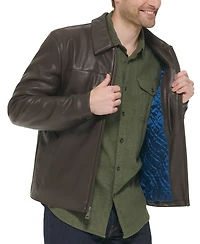 Cole Haan Men's Faux Leather Shirt Jacket