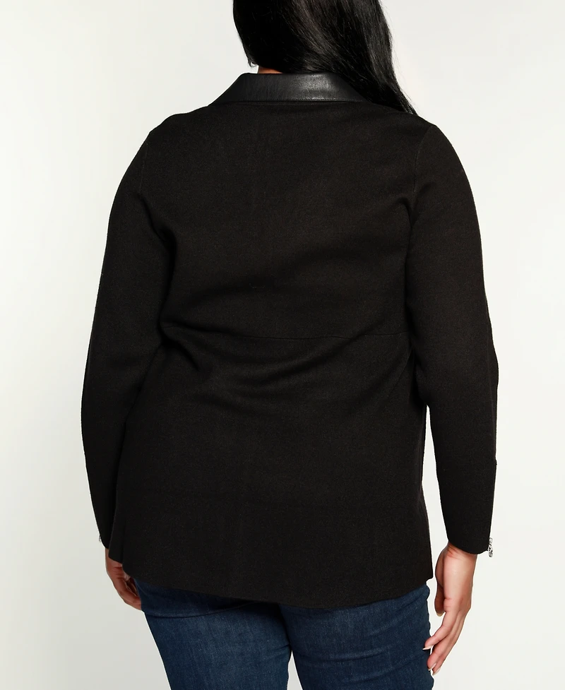 Belldini Plus Black Label Collared Sweater Jacket