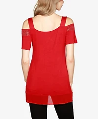 Belldini Women's Embellished Cold-Shoulder Top