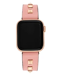 Steve Madden Women's Pink Faux Leather Stud Accented Band designed for Apple Watch 42mm (Series 10) & 38/40/41mm