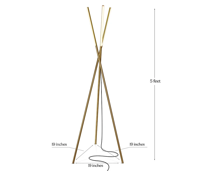 Stix 60" Dimmable Led Modern Tripod Floor Lamp