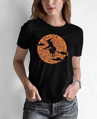 La Pop Art Women's Spooky Witch Word Art T-shirt