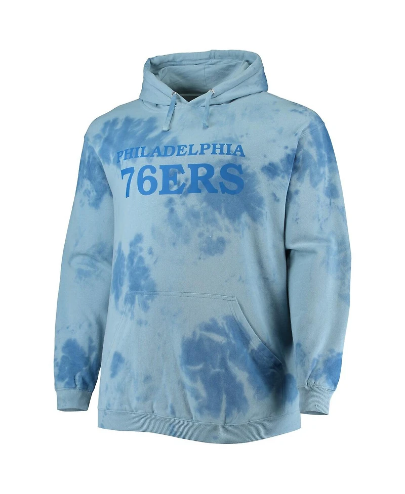 Men's Fanatics Royal Philadelphia 76ers Big and Tall Wordmark Cloud Dye Pullover Hoodie