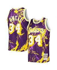 Men's Mitchell & Ness Shaquille O'Neal Purple Los Angeles Lakers 1996-97 Hardwood Classics Marble Swingman Jersey