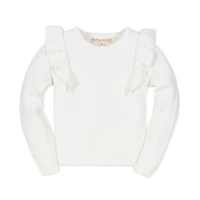 Hope & Henry Baby Girls Long Sleeve Pointelle Yoke Ruffle Sweater