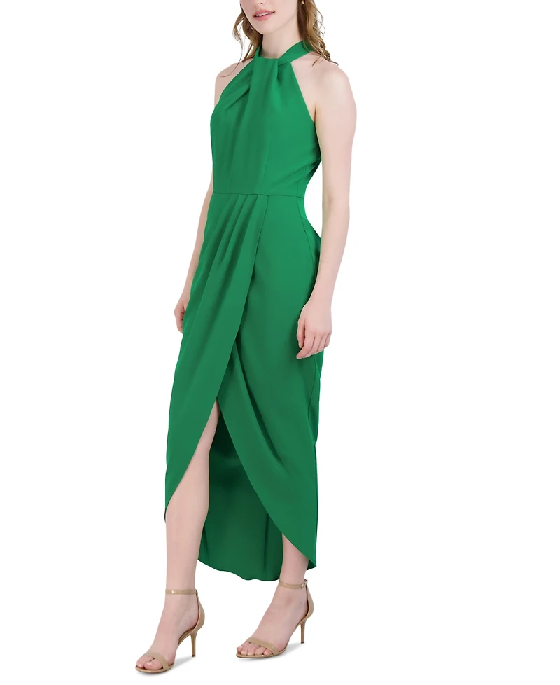 julia jordan Knot-Neck Tulip-Hem Midi Dress