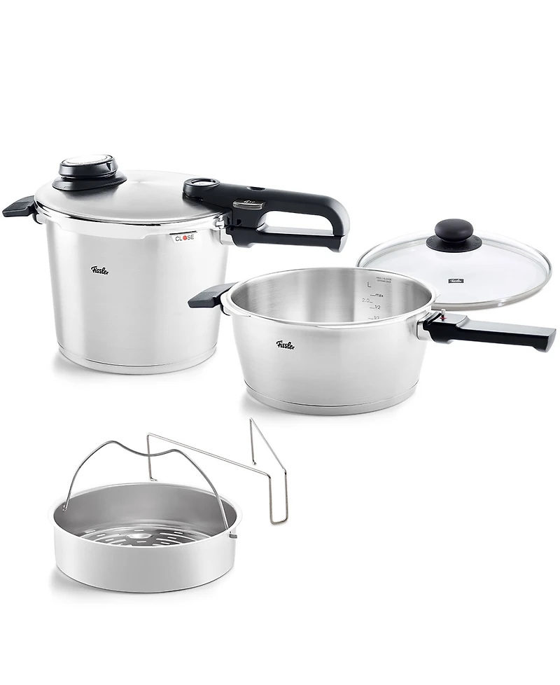 Fissler Vitavit Premium Stainless Steel Pressure Cooker Set 3.7 Quart, 6.3 Quart with Glass Lid