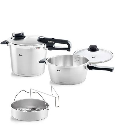 Fissler Vitavit Premium Stainless Steel Pressure Cooker Set 3.7 Quart, 6.3 Quart with Glass Lid