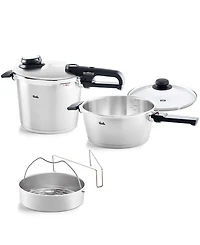 Fissler Vitavit Premium Stainless Steel Pressure Cooker Set 3.7 Quart, 6.3 Quart with Glass Lid