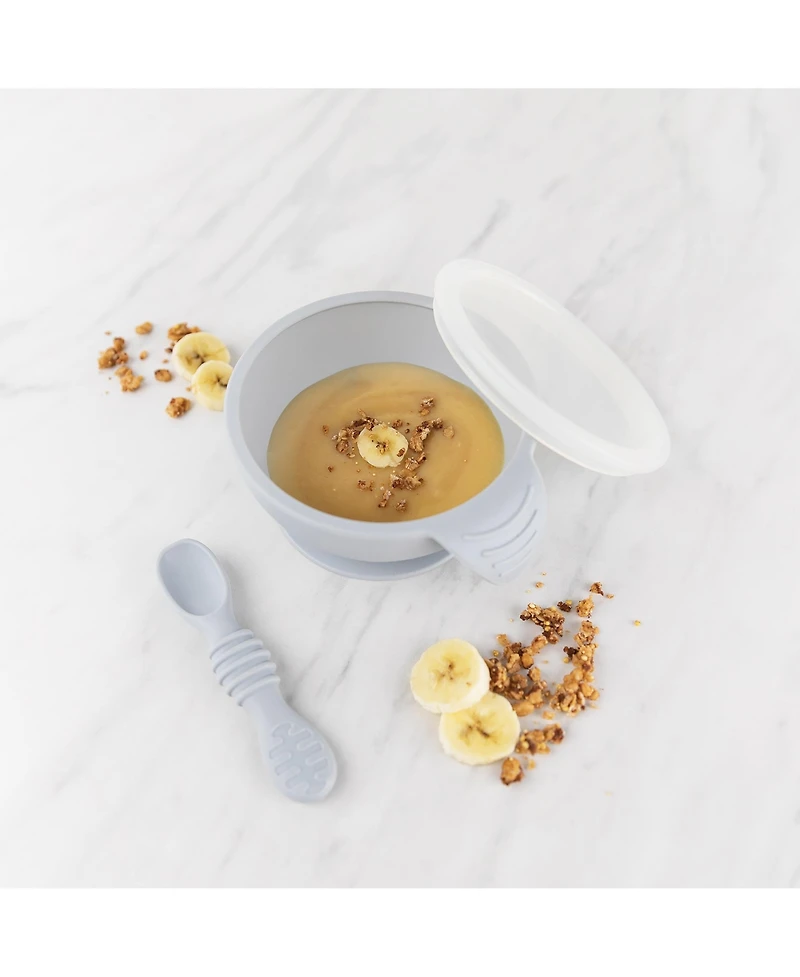 Bumkins Baby Bowl with Lid and Spoon First Feeding, 3 Piece Set
