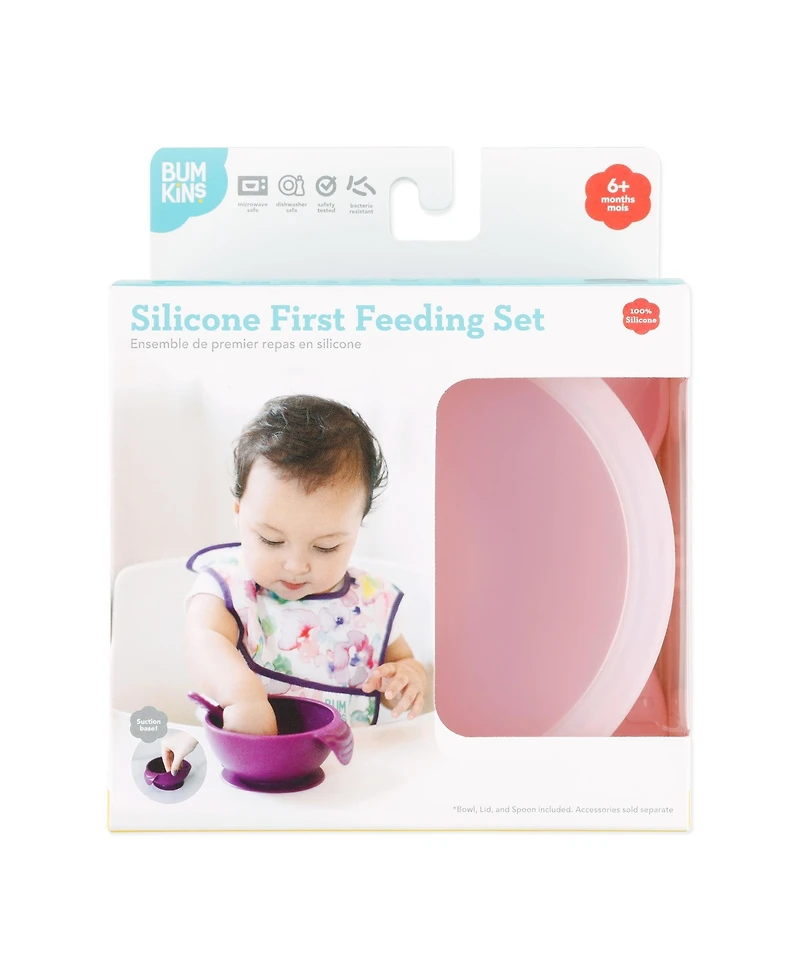 Bumkins Baby Bowl with Lid and Spoon First Feeding, 3 Piece Set