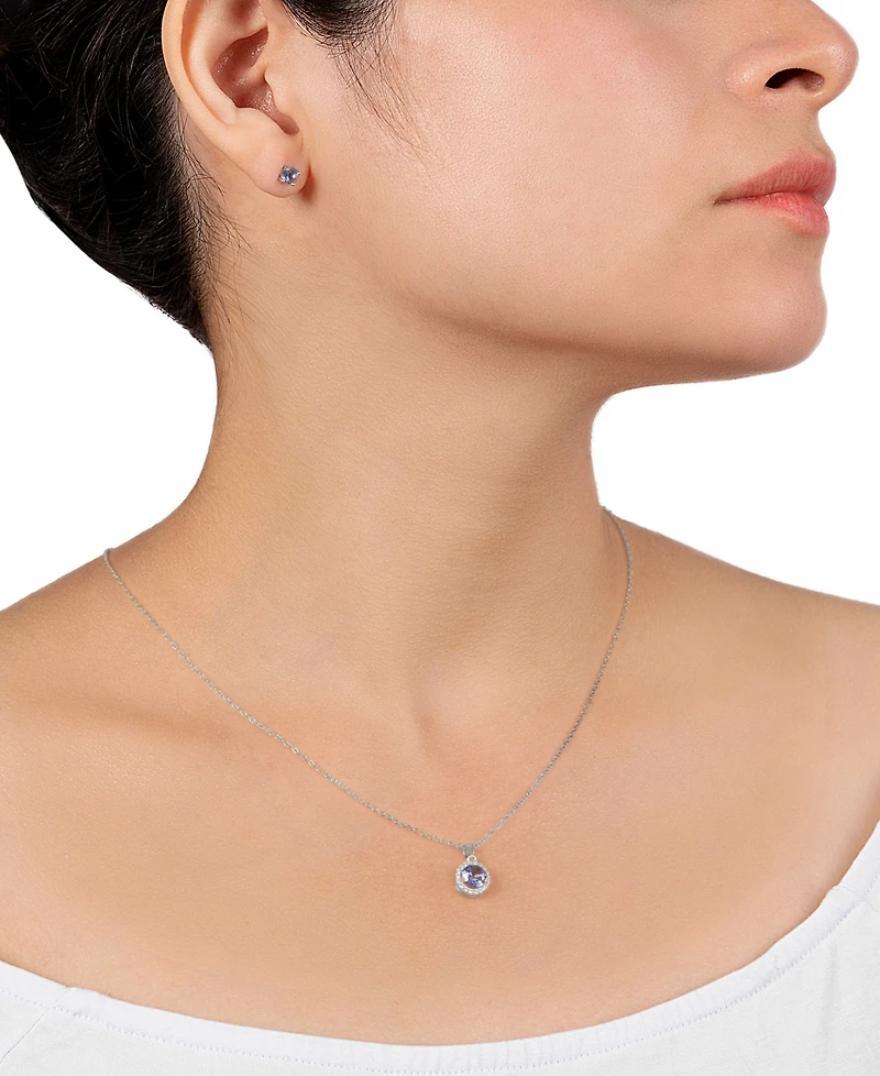 Giani Bernini 2-Pc. Set Crystal & Cubic Zirconia Halo Pendant Necklace Solitaire Stud Earrings, Created for Macy's