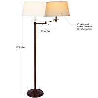 Caden 62" Led Modern Floor Lamp with Swing Arm & Drum Shade