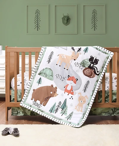 The Peanutshell Woodland Camo Crib Bedding Set for Baby Boys, 3 Piece Nursery Bed Set, Crib Comforter, Fitted Sheet, Crib Skirt