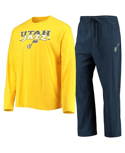 Men's Concepts Sport Navy, Gold Utah Jazz Long Sleeve T-Shirt & Pants Sleep Set