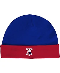 Infant Boys and Girls Mitchell & Ness Royal, Red Philadelphia 76ers Hardwood Classics Bodysuits Cuffed Knit Hat Set