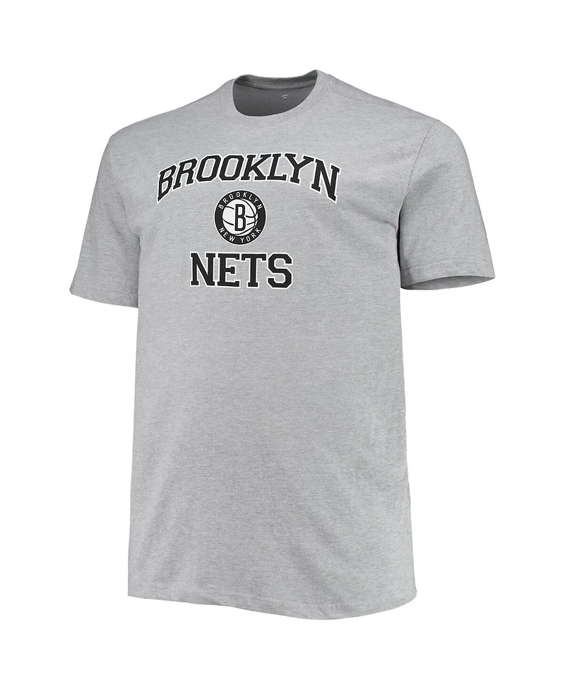 Men's Heathered Gray Brooklyn Nets Big and Tall Heart Soul T-shirt
