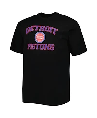 Men's Black Detroit Pistons Big and Tall Heart and Soul T-shirt