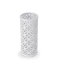 Elements Pierced Quadrefoil Ceramic Lantern, 5" x 12"